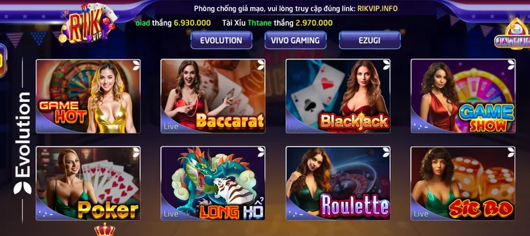 Trải Nghiệm Đẳng Cấp Sòng Bài Tại LiveStream Casino RikVip Đỉnh Cao