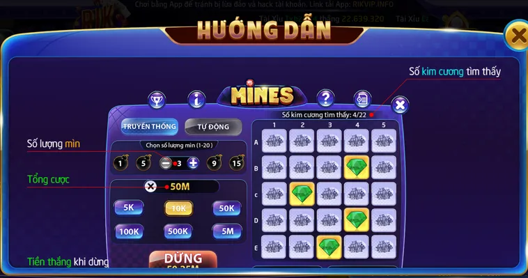 Hướng Dẫn Cách Chơi Minigame Mines Tại RikVip Kịch Tính Đến Phút Cuối