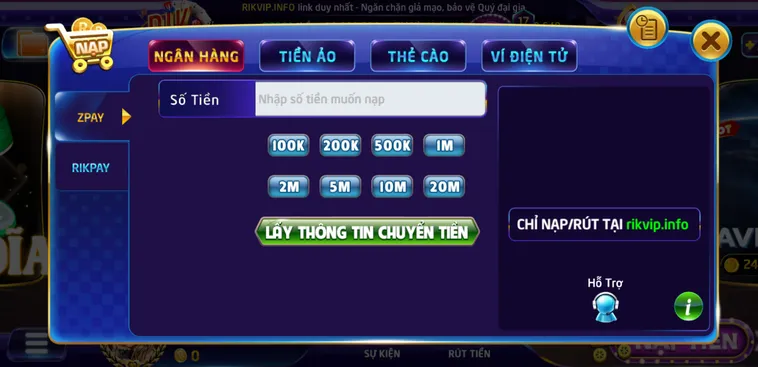 Hướng Dẫn Nạp Tiền RikVip Đơn Giản Nhận Ngay Khuyến Mãi Khủng Cho Tân Thủ