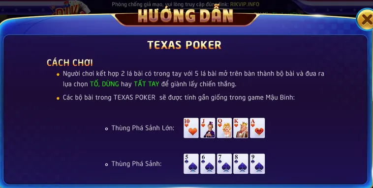 Hướng Dẫn Cách Chơi Texas Poker Tại RikVip Đẳng Cấp Cao Thủ Thế Giới